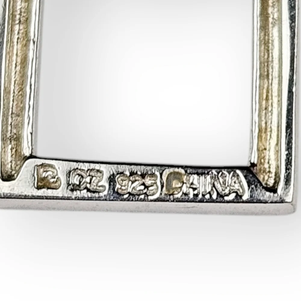 Sterling CZ Drop Post Earrings Rhodium Plated 925 Silver Double Square Prime Art